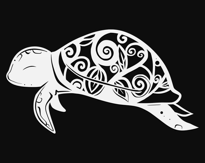 little turtle mandala svg cut file, glowforge file, vinyl template, laser cut file, reptile svg, cuttable animal svg, clipart png