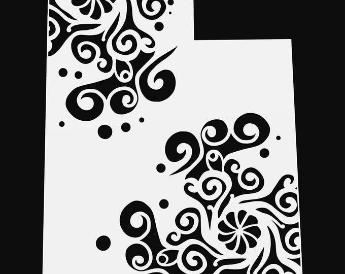 utah mandala svg, geography cut file, glowforge svg, united states vinyl template, laser cut file, cuttable map svg, UT clipart png