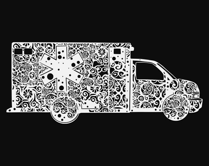 ambulance mandala svg cut file, glowforge file, vinyl template, laser cut file, lifestyle svg, cuttable laser svg, clipart png