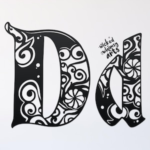 Archivo de corte svg de mandala D, archivo de corte de letras del alfabeto, svg glowforge, plantilla de vinilo, archivo de corte láser, svg de monograma recortable, clipart png