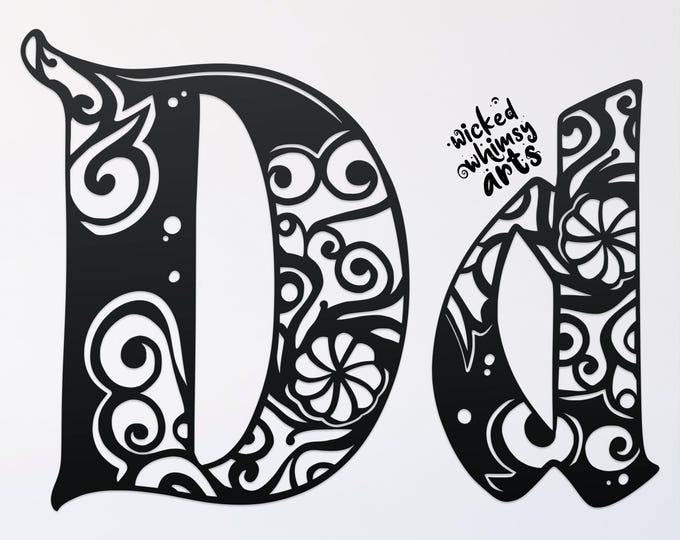 D mandala svg cut file, alphabet letter cut file, glowforge svg, vinyl template, laser cut file, cuttable monogram svg, clipart png