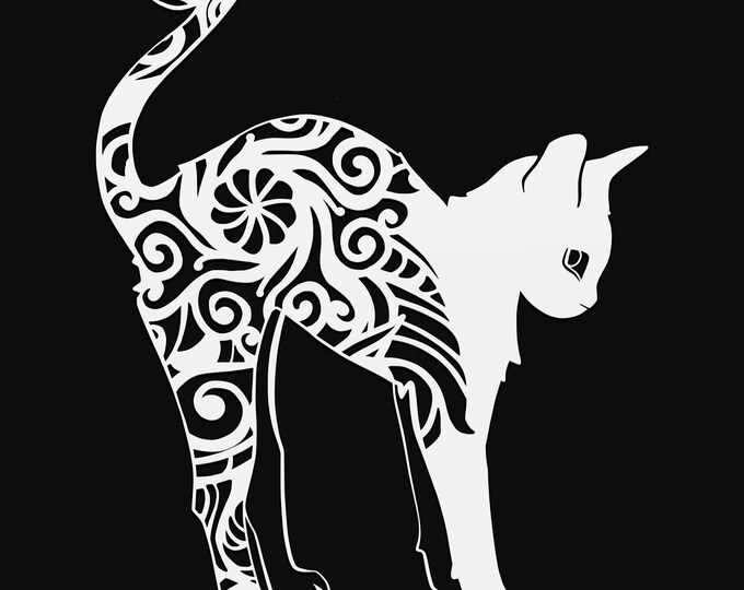 kitten mandala svg cut file, glowforge file, vinyl template, laser cut file, animals svg, cuttable animal svg, clipart png