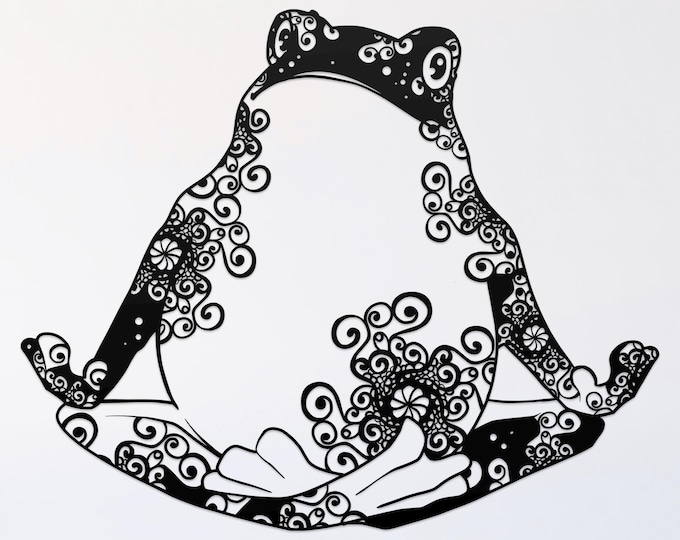 namaste frog mandala svg cut file, yoga glowforge file, vinyl template, laser cut file, yoga lifestyle svg, cuttable laser svg, clipart png
