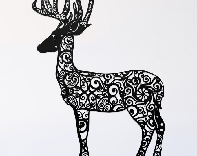mule deer mandala svg cut file, deer glowforge file, vinyl template, laser cut file, animal svg, cuttable animal svg, clipart png