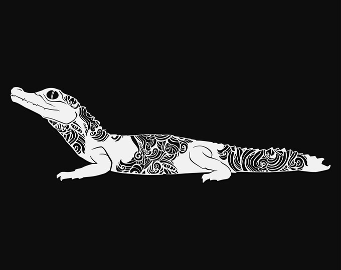 alligator mandala svg cut file, reptile glowforge file, vinyl template, laser cut file, reptile svg, cuttable animal svg, clipart png