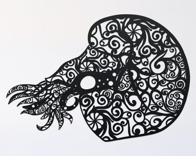 nautilid mandala svg cut file, glowforge file, vinyl template, laser cut file, animals svg, cuttable animal svg, clipart png