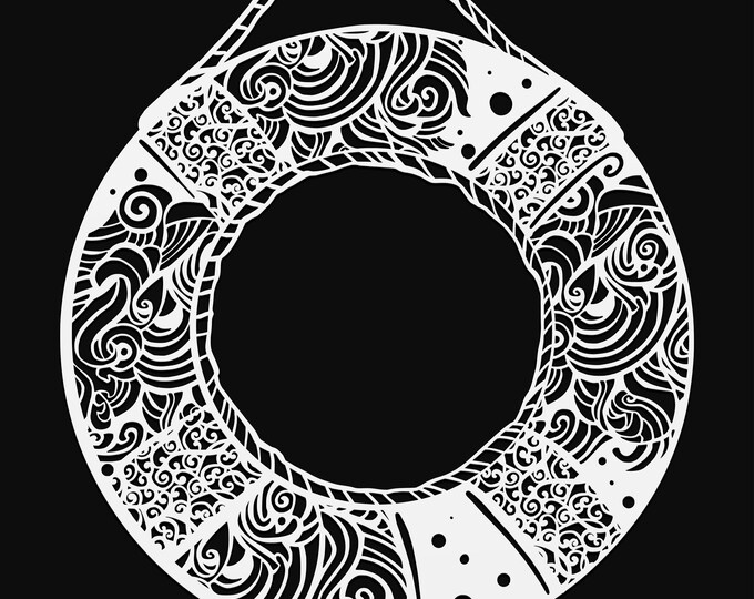 lifebuoy mandala svg cut file, glowforge file, vinyl template, laser cut file, nautical svg, cuttable ship svg, clipart png