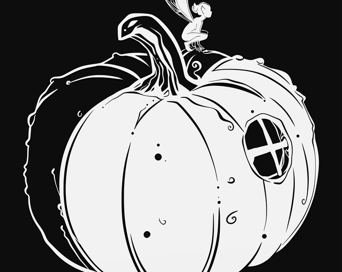 fairy on pumpkin svg cut file, glowforge file, vinyl template, laser cut file, fairy svg, cuttable pixie svg, clipart png