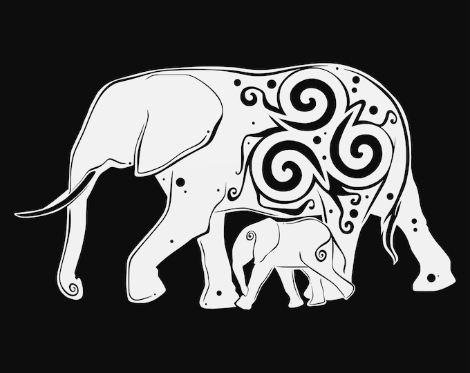 mama elephant mandala svg cut file, glowforge file, vinyl template, laser cut file, zoo animal svg, cuttable animal svg, clipart png