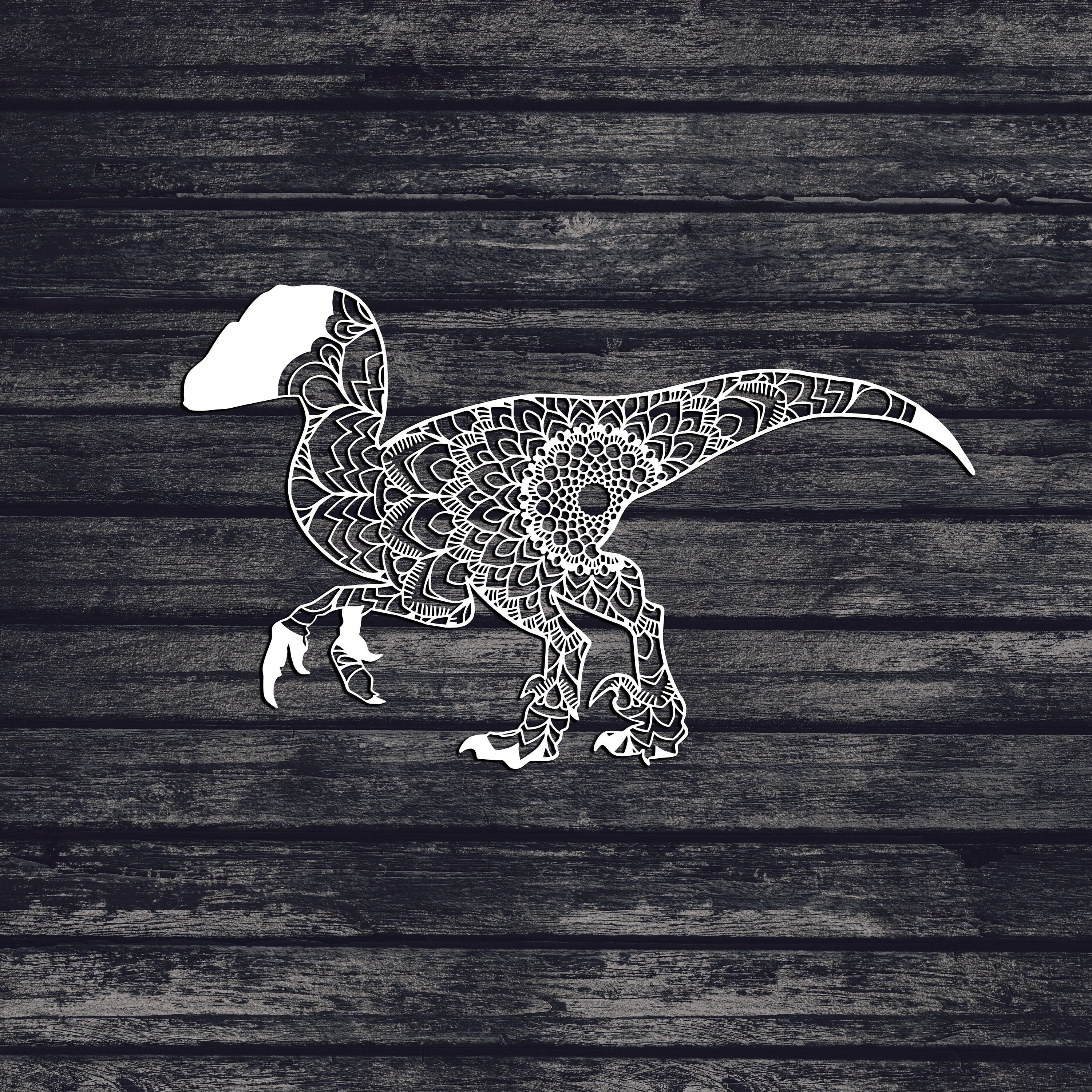 Download Raptor Svg Dinosaur Svg Velociraptor Svg Mandala Svg Intricate Weeding Recommended For Vinyl And Laser Projects 10 Inches