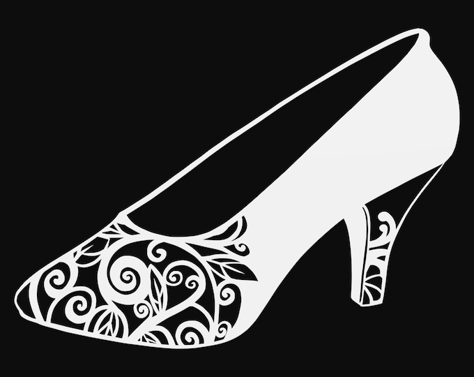 pumps mandala svg cut file, glowforge file, vinyl template, laser cut file, shoe svg, cuttable shoe svg, clipart png