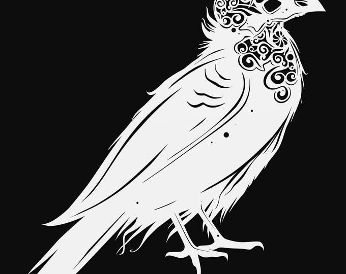 skull crow mandala svg cut file, glowforge file, vinyl template, laser cut file, pagan svg, cuttable wicca svg, clipart png