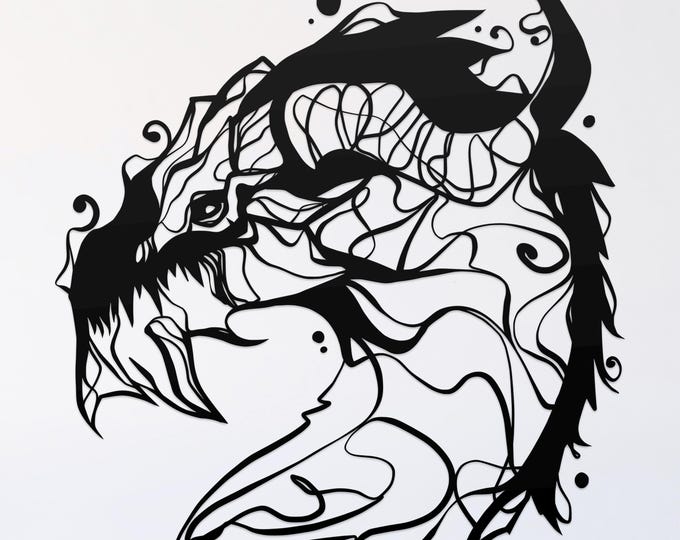 inky dragon svg cut file, glowforge file, vinyl template, fantasy laser cut file, dragon svg, cuttable magical svg, clipart png