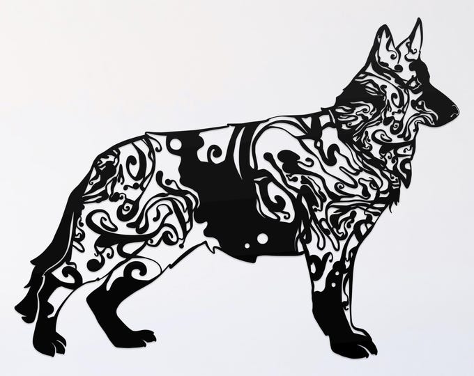 inky german shepherd svg file, glowforge file, vinyl template, laser cut file, animal svg, cuttable animal svg, clipart png