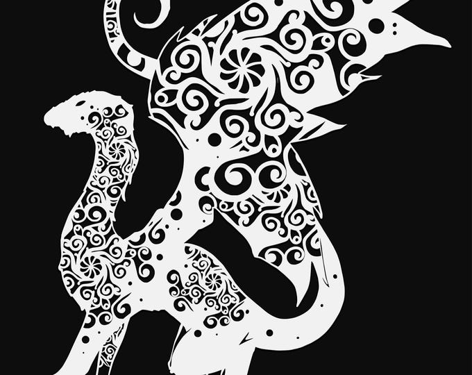 dragon mandala svg cut file, glowforge file, vinyl template, fantasy laser cut file, dragon svg, cuttable magical svg, clipart png