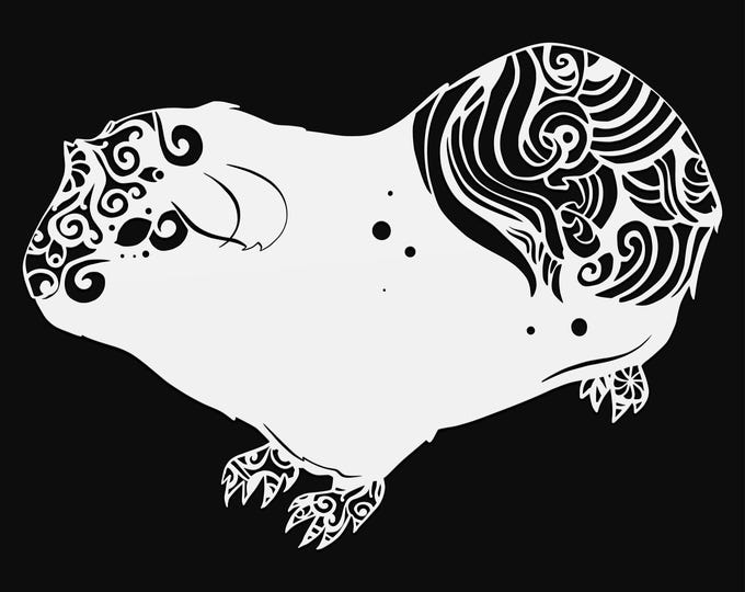 guinea pig mandala svg cut file, glowforge file, vinyl template, laser cut file, animal svg, cuttable animal svg, clipart png