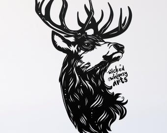 deer svg cut file, glowforge file, vinyl template, hunting laser cut file, alaska animal svg, cuttable animal svg, clipart png