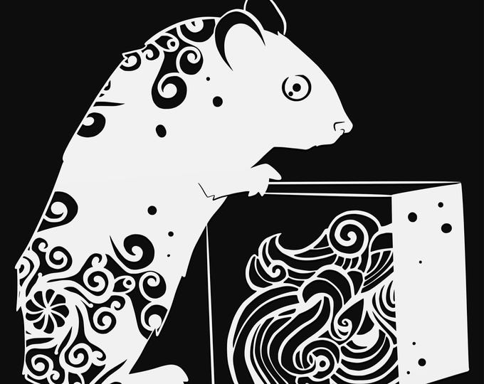 hamster and block mandala svg cut file, glowforge file, vinyl template, laser cut file, farm animal svg, cuttable animal svg, clipart png