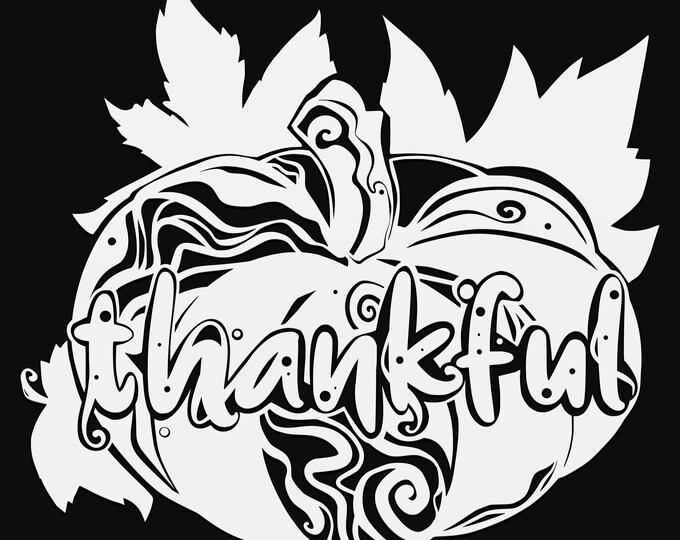 thankful pumpkin svg cut file, glowforge file, vinyl template, laser cut file, seasonal svg, cuttable holiday svg, thanksgiving svg