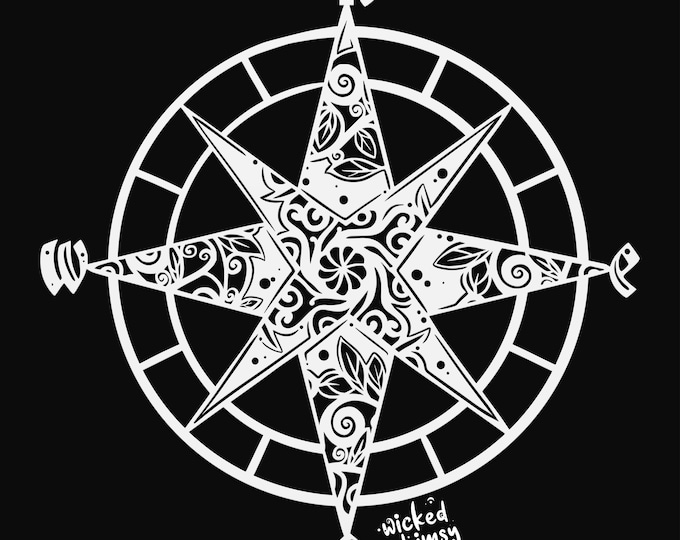 compass mandala svg cut file, glowforge file, vinyl template, laser cut file, nautical svg, cuttable lighthouse svg, clipart png