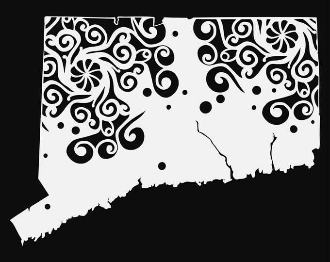 connecticut mandala svg file, geography cut file, glowforge svg, united states vinyl template, laser file, cuttable map svg, CT clipart png