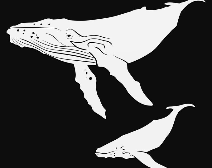 humpback whale svg cut file, glowforge file, vinyl template, laser cut file, animals svg, cuttable animal svg, clipart png