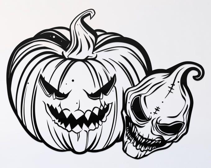 two jack o' lanterns svg cut file, glowforge file, vinyl template, laser cut file, halloween svg, cuttable wicca svg, clipart png