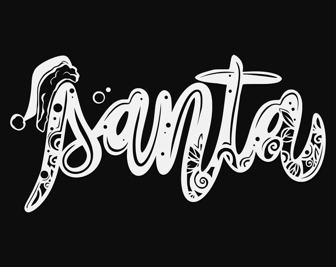 santa christmas mandala svg cut file, glowforge file, vinyl template, laser cut file, seasonal svg, cuttable holiday svg, clipart png
