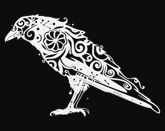 crow mandala svg cut file, glowforge file, vinyl template, laser cut file, bird svg, cuttable animal svg, clipart png
