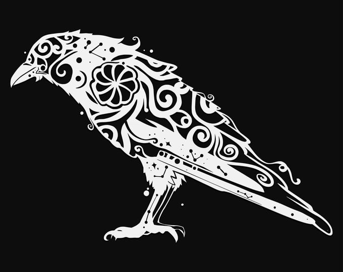 crow mandala svg cut file, glowforge file, vinyl template, laser cut file, bird svg, cuttable animal svg, clipart png