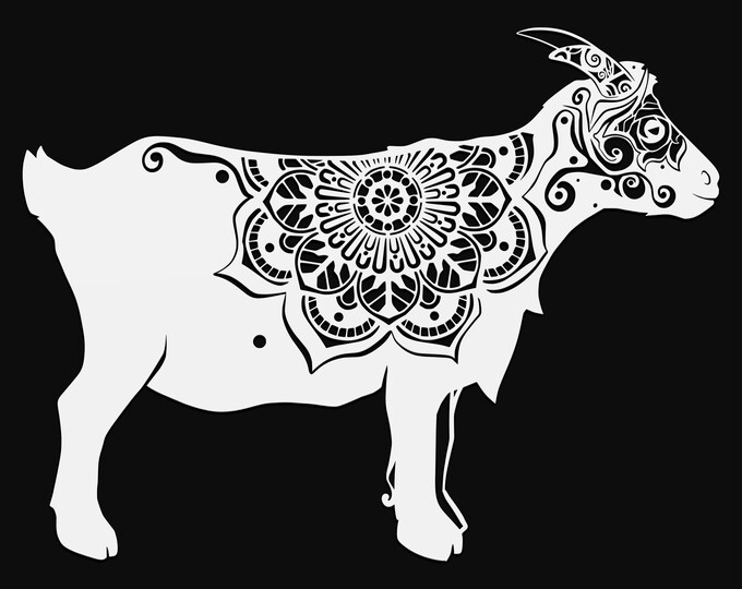 goat mandala svg cut file, farm glowforge file, vinyl template, laser cut file, farm animal svg, cuttable animal svg, clipart png