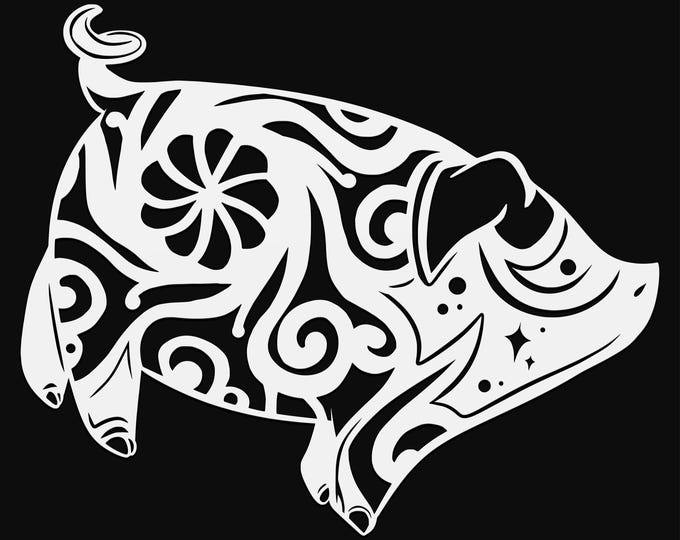 piglet mandala svg cut file, glowforge file, vinyl template, laser cut file, animal svg, cuttable animal svg, clipart png
