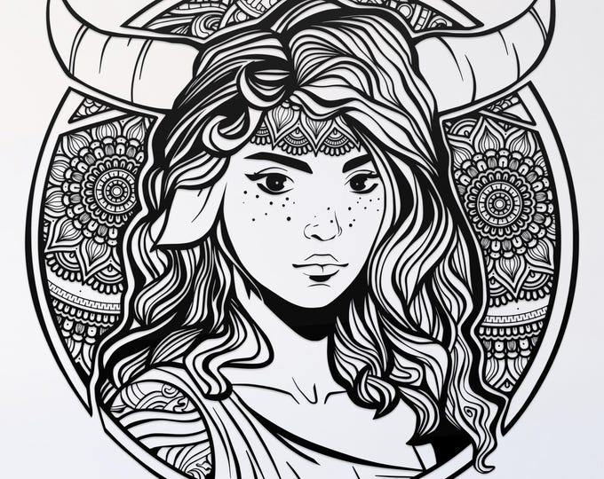 taurus zodiac mandala svg cut file, glowforge file, vinyl template, laser cut file, celestial svg, cuttable pagan svg, clipart png