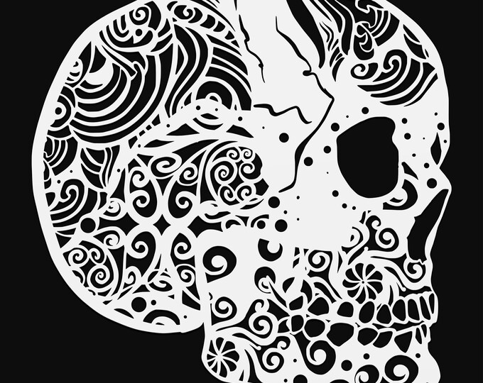 sugar skull mandala svg cut file, glowforge file, vinyl template, laser cut file, lifestyle svg, cuttable laser svg, clipart png