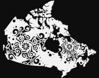 canada mandala svg cut file, geography cut file, glowforge svg, vinyl template, laser cut file, cuttable map svg, clipart png