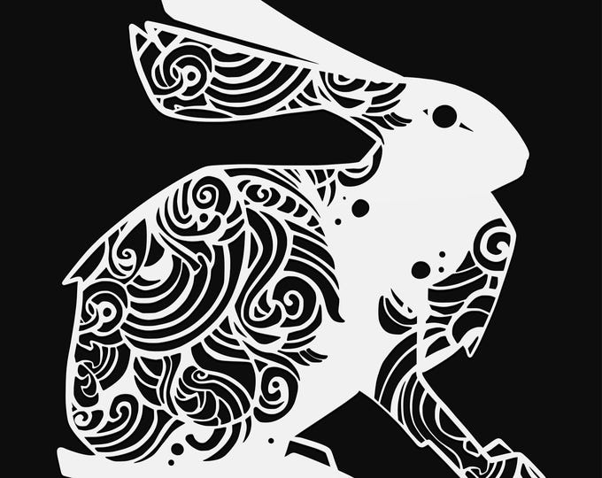 bunny rabbit mandala svg cut file, glowforge file, vinyl template, laser cut file, animal svg, cuttable animal svg, clipart png