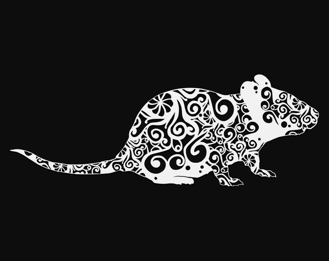 rat mandala svg cut file, glowforge file, vinyl template, laser cut file, animal svg, cuttable animal svg, clipart png