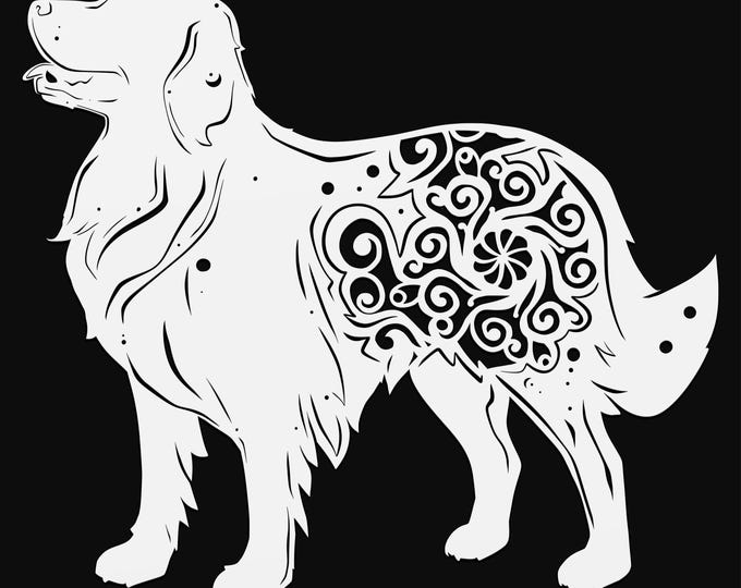 golden retriever mandala svg cut file, glowforge file, vinyl template, laser cut file, animals svg, cuttable animal svg, clipart png