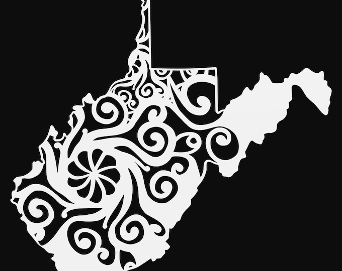 west virginia mandala svg, geography cut file, glowforge svg, united states vinyl template, laser cut file, cuttable map svg, WV clipart png