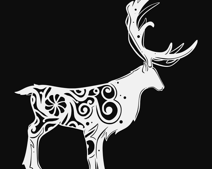 caribou mandala svg cut file, glowforge file, vinyl template, laser cut file, animal svg, cuttable animal svg, clipart png
