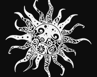 sun mandala svg cut file, glowforge file, vinyl template, laser cut file, celestial svg, cuttable pagan svg, clipart png
