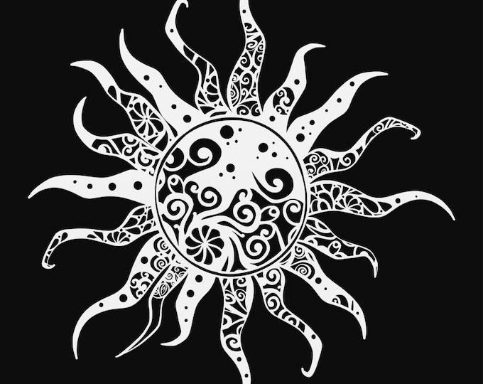 sun mandala svg cut file, glowforge file, vinyl template, laser cut file, celestial svg, cuttable pagan svg, clipart png