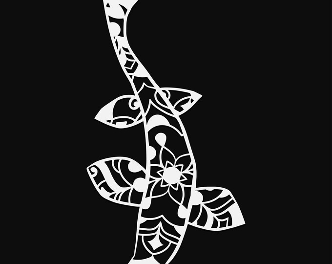 koi mandala svg cut file, glowforge file, vinyl template, laser cut file, animals svg, cuttable animal svg, clipart png