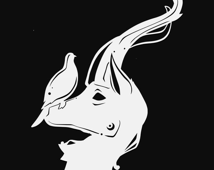 antelope and bird svg cut file, glowforge file, vinyl template, laser cut file, animal svg, cuttable animal svg, clipart png
