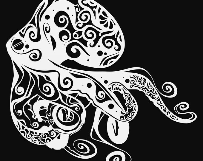 octopus mandala svg cut file, glowforge file, vinyl template, laser cut file, animals svg, cuttable animal svg, clipart png