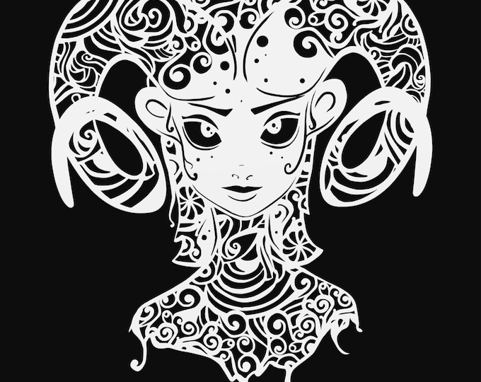 aries zodiac mandala svg cut file, glowforge file, vinyl template, laser cut file, celestial svg, cuttable pagan svg, clipart png