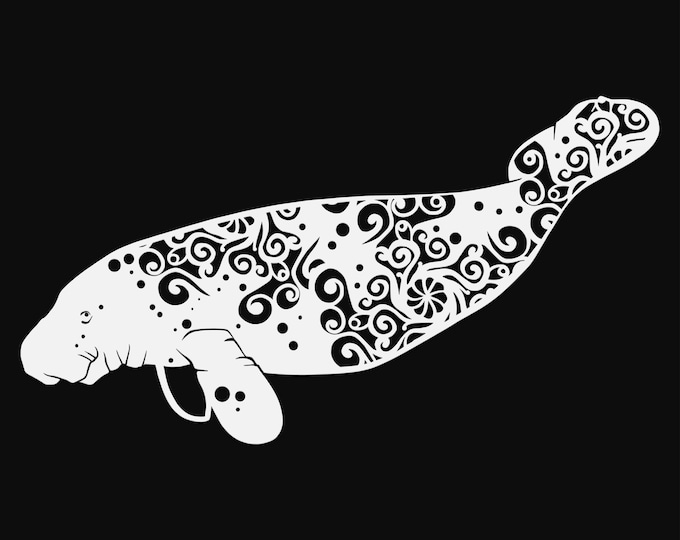 manatee mandala svg cut file, glowforge file, vinyl template, laser cut file, animals svg, cuttable animal svg, clipart png