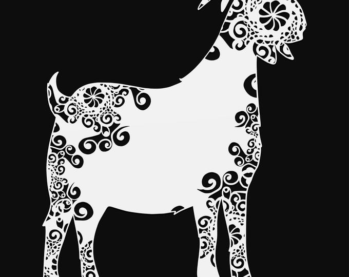 goat mandala svg cut file, farm glowforge file, vinyl template, laser cut file, farm animal svg, cuttable animal svg, clipart png