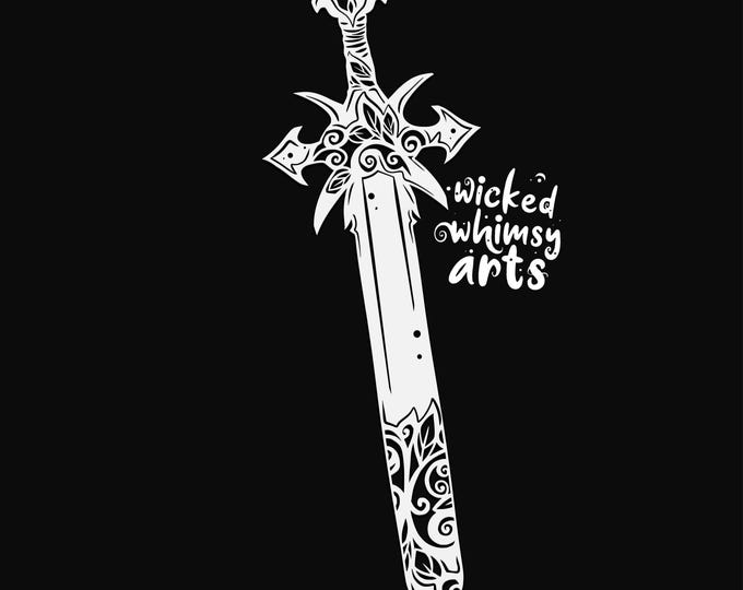 sword mandala svg cut file, glowforge file, vinyl template, fantasy laser cut file, dragon svg, cuttable magical svg, clipart png