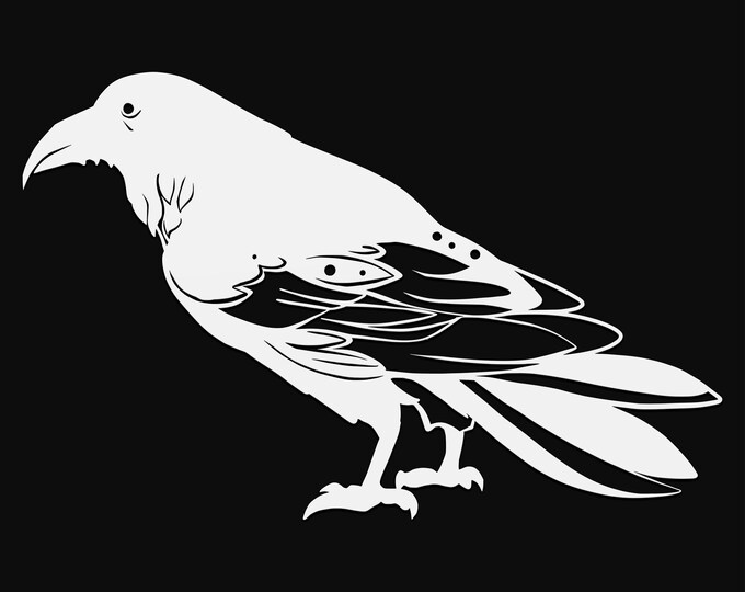 raven svg cut file, glowforge file, vinyl template, laser cut file, bird svg, cuttable animal svg, clipart png